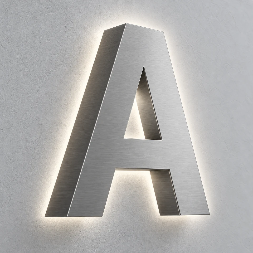 Fabricated Metal Letters Halo-Lit
